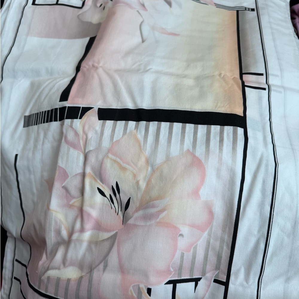 1980s Lily Art Deco King Set Pillowcases Euro Shams - Picture 6 of 9